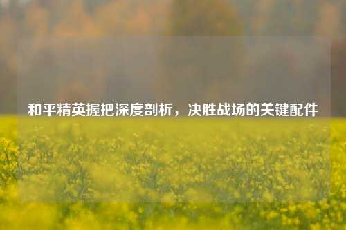 和平精英握把深度剖析，决胜战场的关键配件