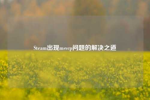 Steam出现msvcp问题的解决之道