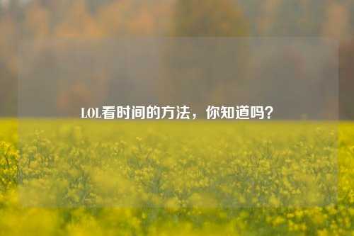 LOL看时间的 *** ，你知道吗？