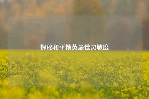 探秘和平精英更佳灵敏度