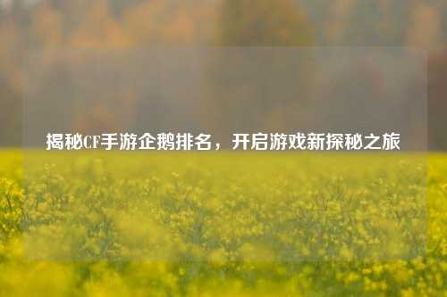 揭秘CF手游企鹅排名，开启游戏新探秘之旅