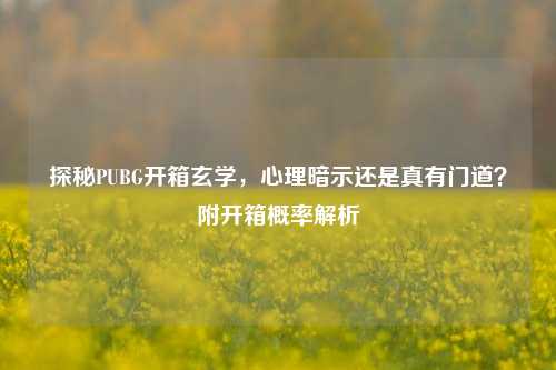 探秘PUBG开箱玄学，心理暗示还是真有门道？附开箱概率解析