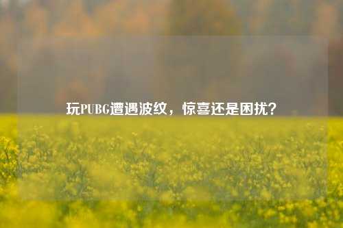 玩PUBG遭遇波纹，惊喜还是困扰？