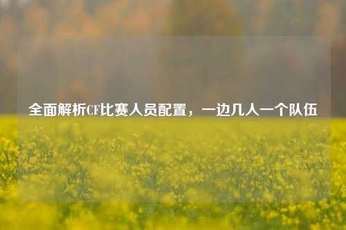 全面解析CF比赛人员配置，一边几人一个队伍