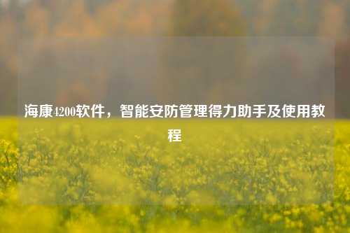 海康4200软件,智能安防管理得力助手及使用教程