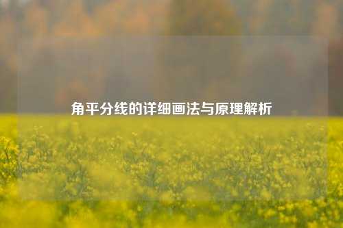 角平分线的详细画法与原理解析