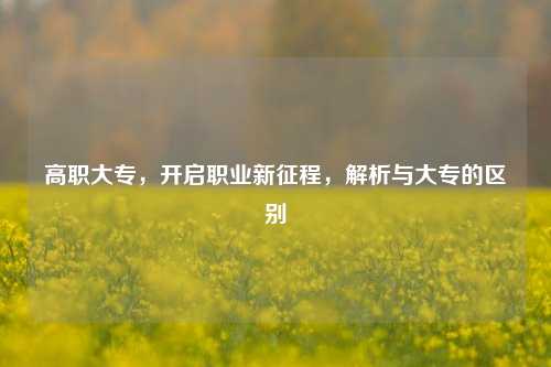 高职大专，开启职业新征程，解析与大专的区别