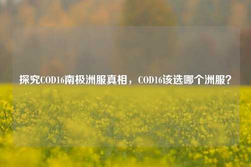 探究COD16南极洲服真相，COD16该选哪个洲服？