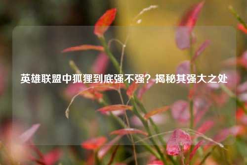 英雄联盟中狐狸到底强不强？揭秘其强大之处
