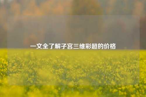 一文全了解***三维彩超的价格