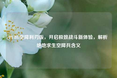 PUBG空降利刃版，开启极致战斗新体验，解析绝地求生空降兵含义