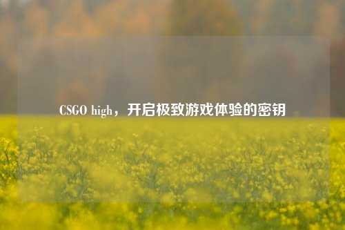 CSGO high，开启极致游戏体验的密钥