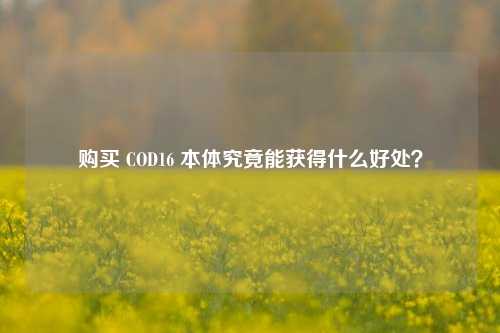 购买 COD16 本体究竟能获得什么好处？