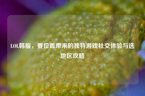LOL韩服，要位置带来的独特游戏社交体验与选地区攻略