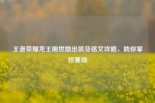 王者荣耀龙王明世隐出装及铭文攻略，助你掌控赛场