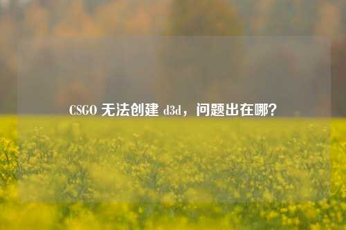 CSGO 无法创建 d3d，问题出在哪？